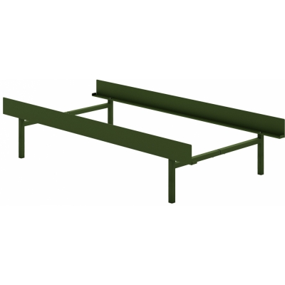 Moebe - Bett Hoch 90 cm ohne Lattenrost Piniengrün | Ohne Tische