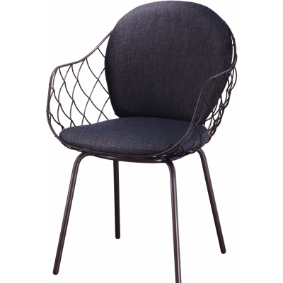 Magis - Pina Armlehnstuhl Großes Rückenkissen Outdoor Braun/ Grau Blau (Polyhedra 1119)