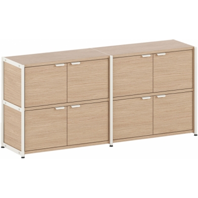 TIPTOE - Unit Regal 2 mit Türen Creme weiß | 75 cm | 160 cm | 4