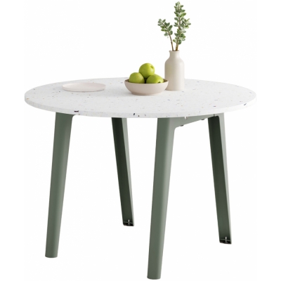 TIPTOE - New Modern Tisch rund Recycelter Kunststoff | Eucalyptus Grey