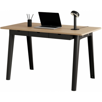 TIPTOE - New Modern Schreibtisch mit Wave Aufbewahrungsmodul 130x70 cm | Eiche | Graphite Black