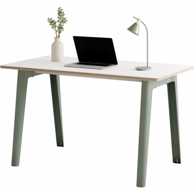 TIPTOE - New Modern Schreibtisch mit Wave Aufbewahrungsmodul 130x70 cm | Multiplex weiß | Eucalyptus Grey