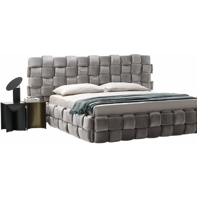 mogg - Flirt Bett 180 cm Grau (Samt)