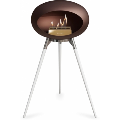 Le Feu - Dome Ground High Bioethanol-Kamin Mocca Stahl poliert | Eiche weiß | Roségold