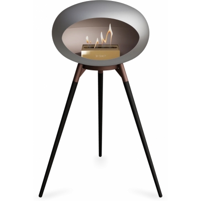Le Feu - Dome Ground High Bioethanol-Kamin Nickel Mocca | Eiche schwarz | Roségold