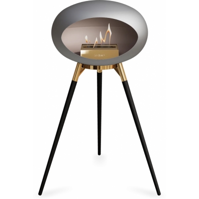 Le Feu - Dome Ground High Bioethanol-Kamin Nickel Roségold | Eiche schwarz | Roségold