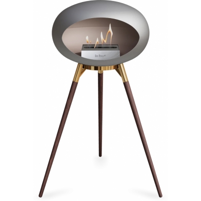 Le Feu - Dome Ground High Bioethanol-Kamin Nickel Roségold | Eiche geräuchert | Stahl