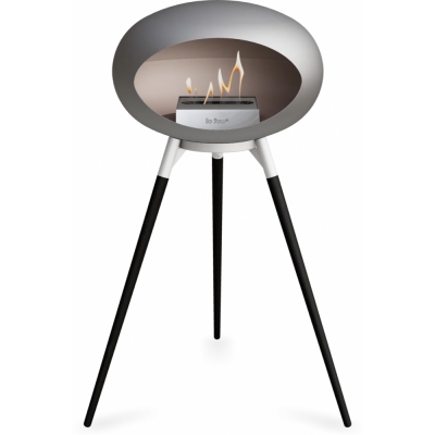 Le Feu - Dome Ground High Bioethanol-Kamin Nickel Weiß | Eiche schwarz | Stahl