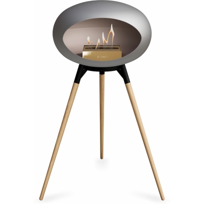 Le Feu - Dome Ground High Bioethanol-Kamin Nickel Schwarz | Eiche geseift | Roségold