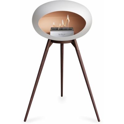 Le Feu - Dome Ground High Bioethanol-Kamin Weiß Mocca | Eiche geräuchert | Stahl