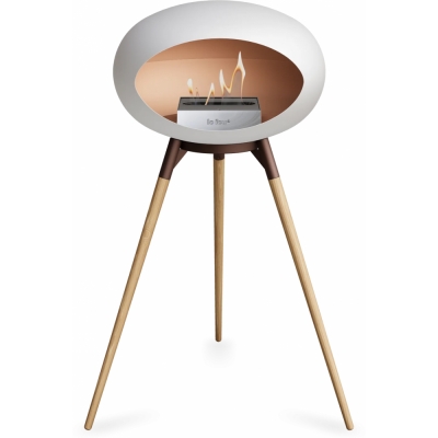 Le Feu - Dome Ground High Bioethanol-Kamin Weiß Mocca | Eiche geseift | Stahl