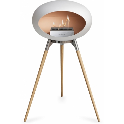 Le Feu - Dome Ground High Bioethanol-Kamin Weiß Stahl poliert | Eiche geseift | Stahl