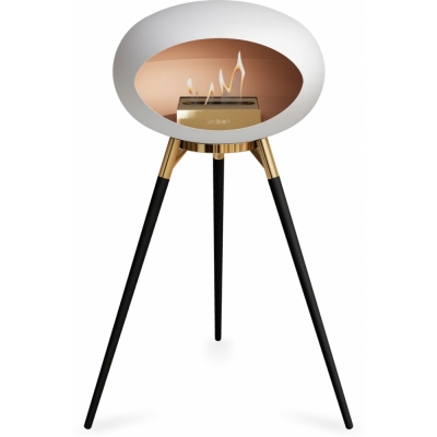 Le Feu - Dome Ground High Bioethanol-Kamin Weiß Roségold | Eiche schwarz | Roségold