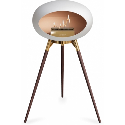 Le Feu - Dome Ground High Bioethanol-Kamin Weiß Roségold | Eiche geräuchert | Roségold