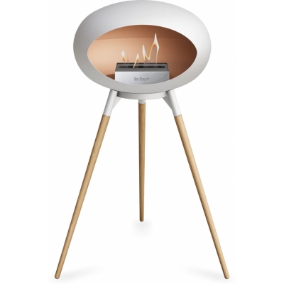 Le Feu - Dome Ground High Bioethanol-Kamin Weiß Weiß | Eiche geseift | Stahl