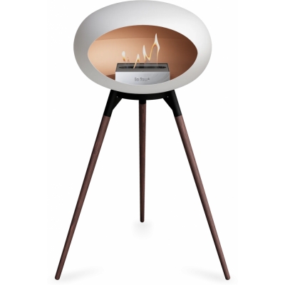 Le Feu - Dome Ground High Bioethanol-Kamin Weiß Schwarz | Eiche geräuchert | Stahl