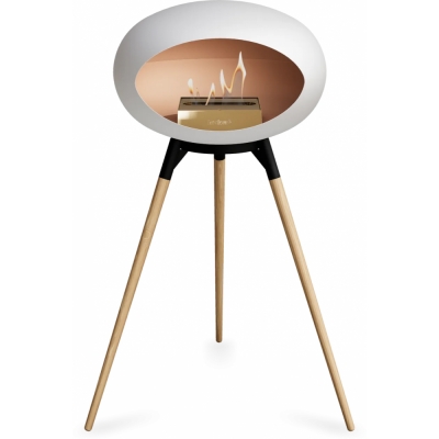Le Feu - Dome Ground High Bioethanol-Kamin Weiß Schwarz | Eiche geseift | Roségold