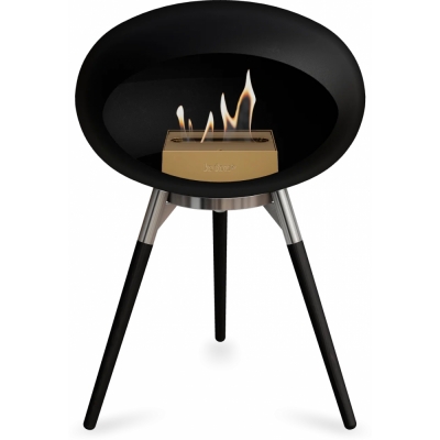 Le Feu - Dome Ground Low Bioethanol-Kamin Schwarz Stahl poliert | Eiche schwarz | Roségold