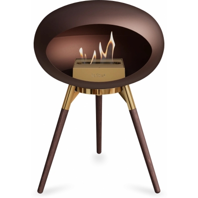 Le Feu - Dome Ground Low Bioethanol-Kamin Mocca Roségold | Eiche geräuchert | Roségold
