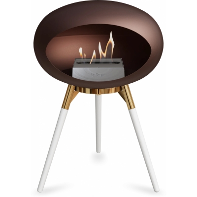 Le Feu - Dome Ground Low Bioethanol-Kamin Mocca Roségold | Eiche weiß | Stahl