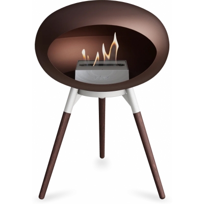 Le Feu - Dome Ground Low Bioethanol-Kamin Mocca Weiß | Eiche geräuchert | Stahl