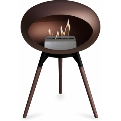 Le Feu - Dome Ground Low Bioethanol-Kamin Mocca Schwarz | Eiche geräuchert | Stahl