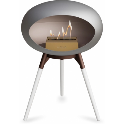 Le Feu - Dome Ground Low Bioethanol-Kamin Nickel Mocca | Eiche weiß | Roségold