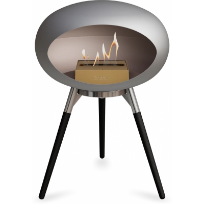 Le Feu - Dome Ground Low Bioethanol-Kamin Nickel Stahl poliert | Eiche schwarz | Roségold