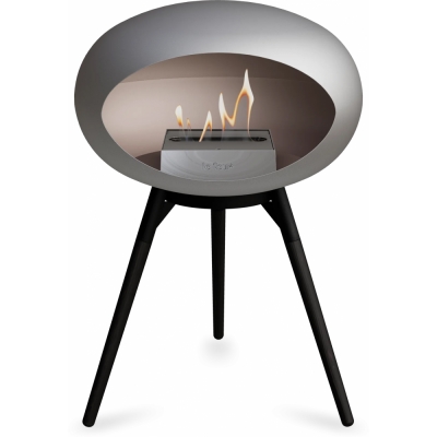 Le Feu - Dome Ground Low Bioethanol-Kamin Nickel Schwarz | Eiche schwarz | Stahl