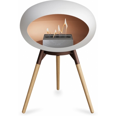 Le Feu - Dome Ground Low Bioethanol-Kamin Weiß Mocca | Eiche geseift | Stahl