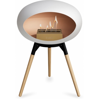 Le Feu - Dome Ground Low Bioethanol-Kamin Weiß Schwarz | Eiche geseift | Roségold