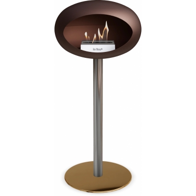 Le Feu - Dome Ground Steel High Bioethanol-Kamin Mocca Stahl poliert | Ø60 mm | Roségold | Stahl
