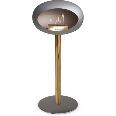 Le Feu - Dome Ground Steel High Bioethanol-Kamin Nickel Roségold | Ø60 mm | Stahl poliert | Roségold