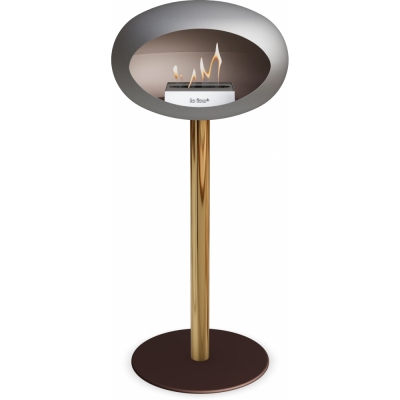 Le Feu - Dome Ground Steel High Bioethanol-Kamin Nickel Roségold | Ø60 mm | Mocca | Stahl