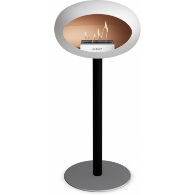 Le Feu - Dome Ground Steel High Bioethanol-Kamin Weiß Schwarz | Ø60 mm | Nickel | Stahl