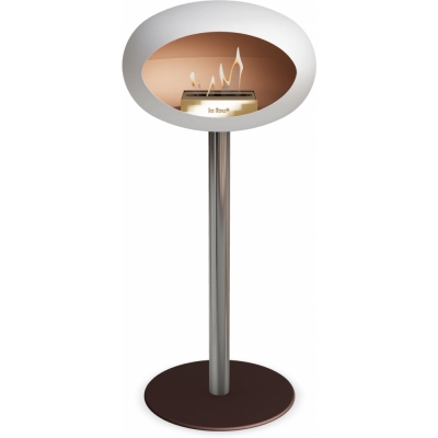 Le Feu - Dome Ground Steel High Bioethanol-Kamin Weiß Stahl poliert | Ø60 mm | Mocca | Roségold
