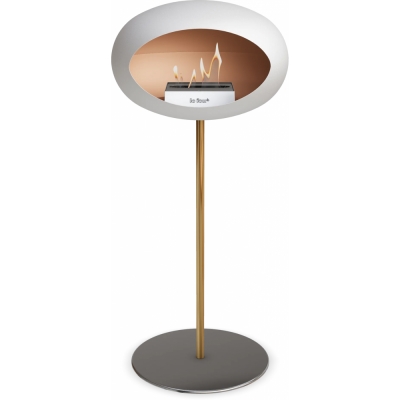 Le Feu - Dome Ground Steel High Bioethanol-Kamin Weiß Roségold | Ø25 mm | Stahl poliert | Stahl
