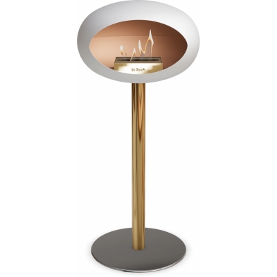 Le Feu - Dome Ground Steel High Bioethanol-Kamin Weiß Roségold | Ø60 mm | Stahl poliert | Roségold