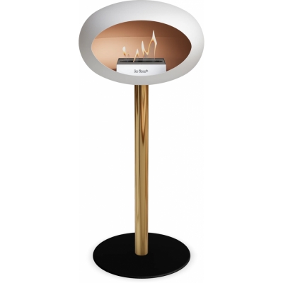 Le Feu - Dome Ground Steel High Bioethanol-Kamin Weiß Roségold | Ø60 mm | Schwarz | Stahl