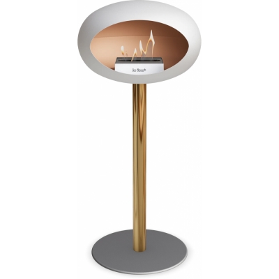 Le Feu - Dome Ground Steel High Bioethanol-Kamin Weiß Roségold | Ø60 mm | Nickel | Stahl