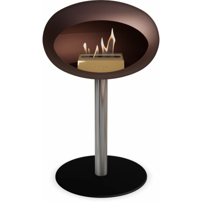 Le Feu - Dome Ground Steel Low Bioethanol-Kamin Mocca Stahl poliert | Ø60 mm | Schwarz | Roségold