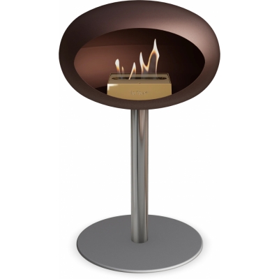 Le Feu - Dome Ground Steel Low Bioethanol-Kamin Mocca Stahl poliert | Ø60 mm | Nickel | Roségold