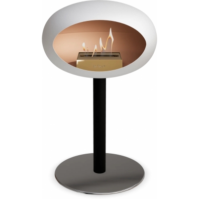 Le Feu - Dome Ground Steel Low Bioethanol-Kamin Weiß Schwarz | Ø60 mm | Stahl poliert | Roségold