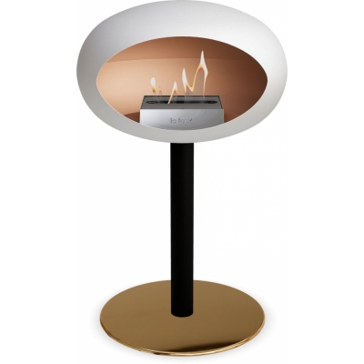 Le Feu - Dome Ground Steel Low Bioethanol-Kamin Weiß Schwarz | Ø60 mm | Roségold | Stahl