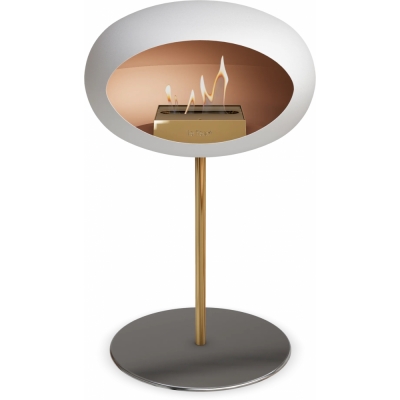 Le Feu - Dome Ground Steel Low Bioethanol-Kamin Weiß Roségold | Ø25 mm | Stahl poliert | Roségold