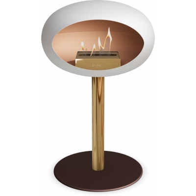 Le Feu - Dome Ground Steel Low Bioethanol-Kamin Weiß Roségold | Ø60 mm | Mocca | Roségold
