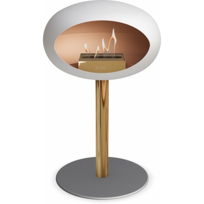 Le Feu - Dome Ground Steel Low Bioethanol-Kamin Weiß Roségold | Ø60 mm | Nickel | Roségold