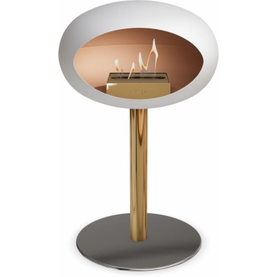 Le Feu - Dome Ground Steel Low Bioethanol-Kamin Weiß Roségold | Ø60 mm | Stahl poliert | Roségold