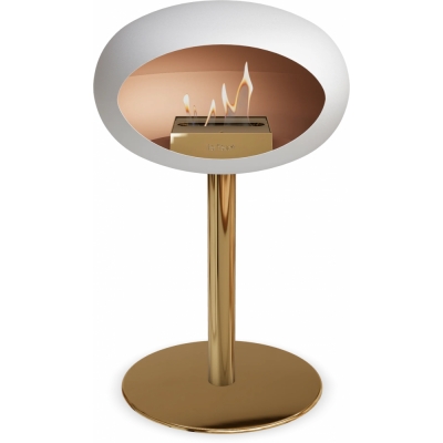 Le Feu - Dome Ground Steel Low Bioethanol-Kamin Weiß Roségold | Ø60 mm | Roségold | Roségold