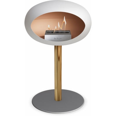 Le Feu - Dome Ground Steel Low Bioethanol-Kamin Weiß Roségold | Ø60 mm | Nickel | Stahl